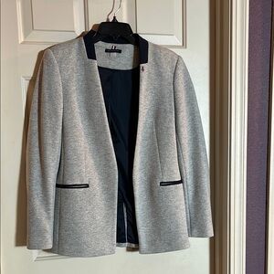 Tommy Hilfiger Gray Blazer Modern Open-Front Design